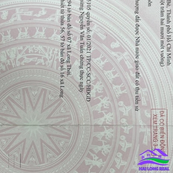 HAILONGREAL: Đất đường 12m, khu 274/ Nguyễn Văn Tạo, Giá: 45tr/m2 (5,5ty), DT: 6x20m, xã Long Thới, Nhà Bè 