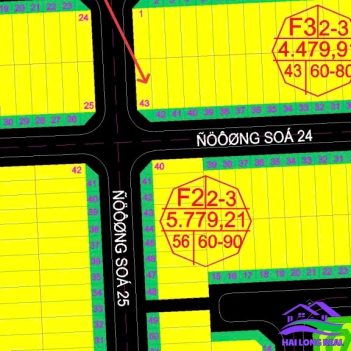 HAILONGREAL:Đất Góc giá: 2,95ty, đường 24- đường 25, lô F3-43, khu Thái Sơn, Long Hậu