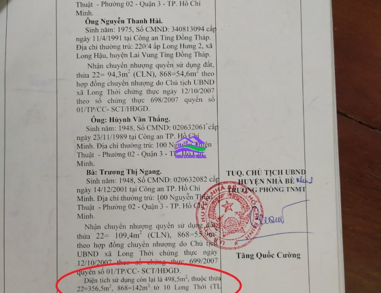 HAILONGREAL: Nhà mặt tiền đường Nguyễn Văn Tạo, Giá: 20ty, DT: 474m2, thổ cư 255m2, Xã Long Thới, Nhà Bè 