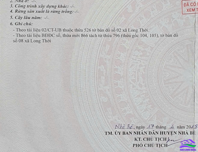 HAILONGREAL: Đất giá: 5,1ty, DT: 5*21m, khu 154/ Nguyễn Văn Tạo, xã Long Thới, Nhà Bè 