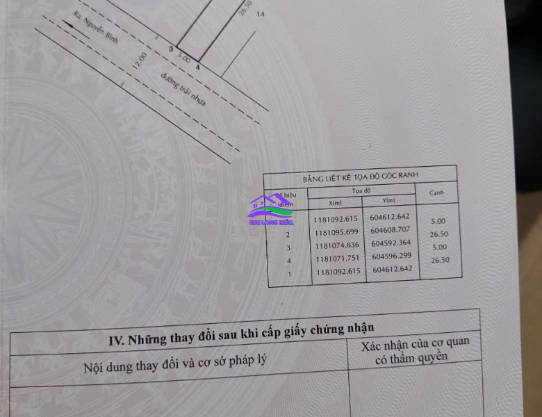 HAILONGREAL: ĐẤT 36tr/m2, DT: 5*26,5m, 132,5m2, ĐƯỜNG 12m, ĐỐI DIỆN TRƯỜNG LÊ LỢI, KHU 2HA 