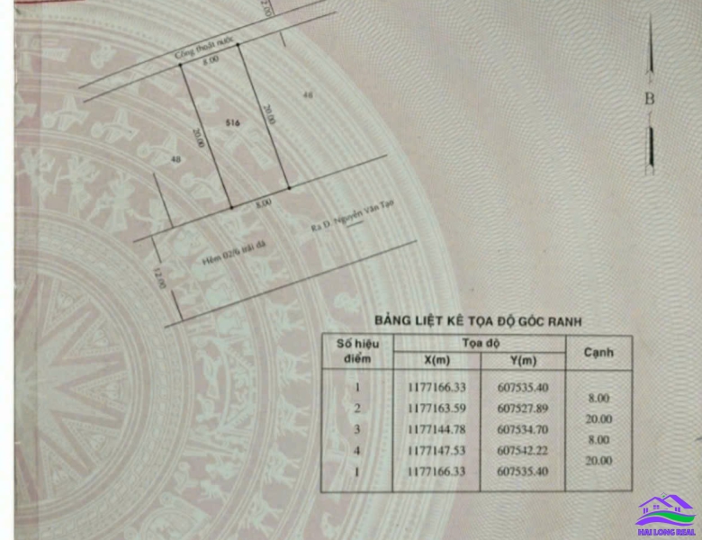 HAILONGREAL: Đất giá: 5,2ty, DT: 8*20m, đường 7m, Nguyễn Văn Tạo, xã Long Thới, Nhà Bè 