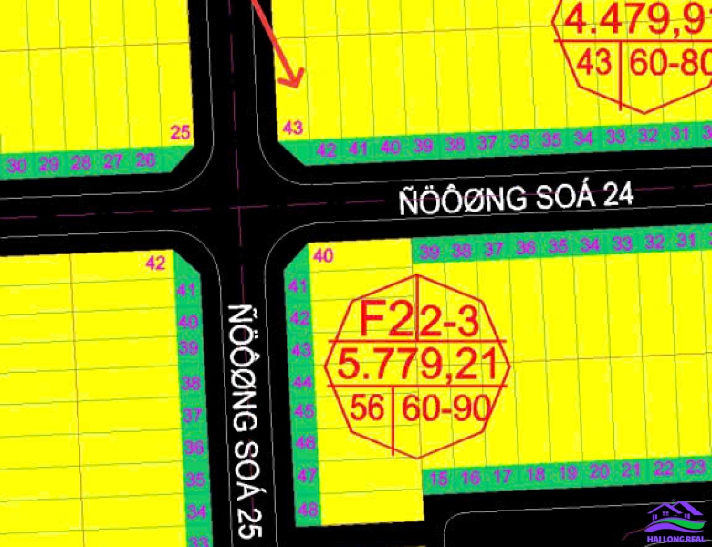 HAILONGREAL:Đất Góc giá: 2,95ty, đường 24- đường 25, lô F3-43, khu Thái Sơn, Long Hậu