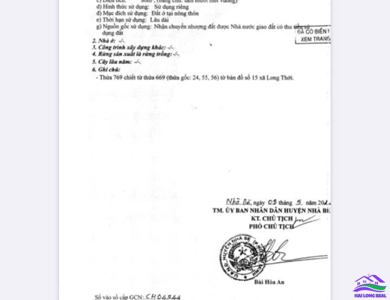 HAILONGREAL: Đất giá: 3,8ty, DT: 5*16m, khu 274/ Nguyễn Văn Tạo 