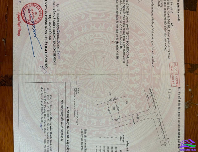 HAILONGREAL: Đất giá 3.95ty, DT: 5.8x15m, 91,7m2, khu 1982/100 Huỳnh Tấn Phát, TT nhà bè.