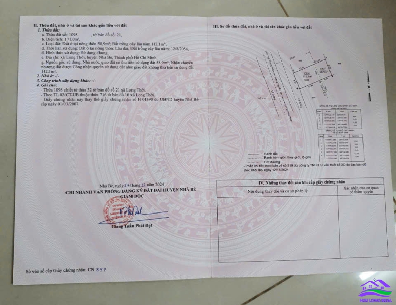 HAILONGREAL: Đất mặt tiền đường nguyễn văn tạo, giá: 10.5ty, DT: 9x19m, đối diện SACOMBANK, nhà bè