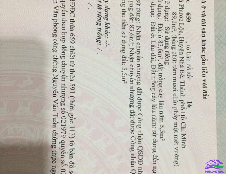 HAILONGREAL: đât giá: 5.1ty, DT: 5.8x15m, đường 7m, vào 30m, Đào sư Tích, xã Phước Lộc, Nhà Bè