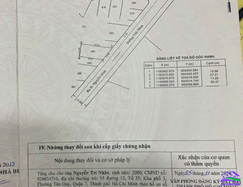 HAILONGREAL: ĐẤT GÓC 2 MẶT TIỀN LÊ THỊ TÁM, GIÁ: 67TR/M2, DT: 11X25M, 262M2