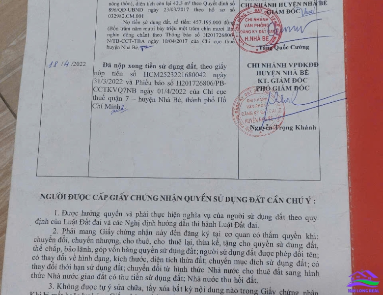 HAILONGREAL: Nhà nát mặt tiền Nguyễn Văn Tạo, Giá: 19ty, DT: 1100m2, thổ cư 155m2, xã Long Thới, Nhà Bè 