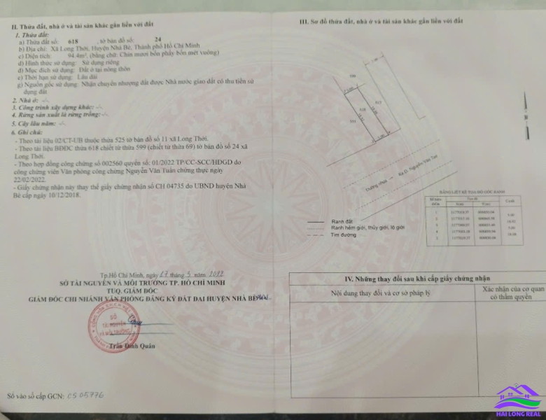 HAILONGREAL: Đất đường 16m, Giá: 4,5ty, DT: 5*19m, mặt chính 512/ Nguyễn Văn Tạo, xã Long Thới, Nhà Bè 