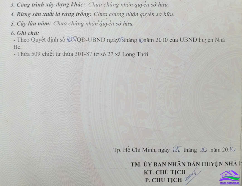 HAILONGREAL: Đất 526/ NGUYỄN VĂN TẠO, 33tr/m2, 11x25m, 265m2, Xã Long Thới, Nhà Bè