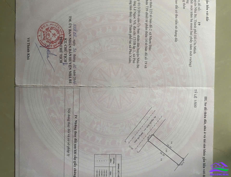 HAILONGREAL: ĐẤT KHU 2 HA 5x26m, GIÁ: 36tr/m2, LÊ THỊ TÁM, NHƠN ĐỨC, NHÀ BÈ