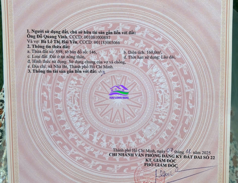 HAILONGREAL: ĐẤT 20TY, DT: 10X16M, MẶT TIỀN ĐƯỜNG TRẦN THỊ LIỀN, KHU LÀNG ĐẠI HỌC