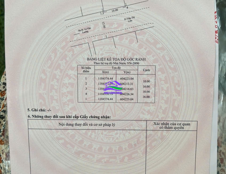 HAILONGREAL: ĐẤT 20TY, DT: 10X16M, MẶT TIỀN ĐƯỜNG TRẦN THỊ LIỀN, KHU LÀNG ĐẠI HỌC