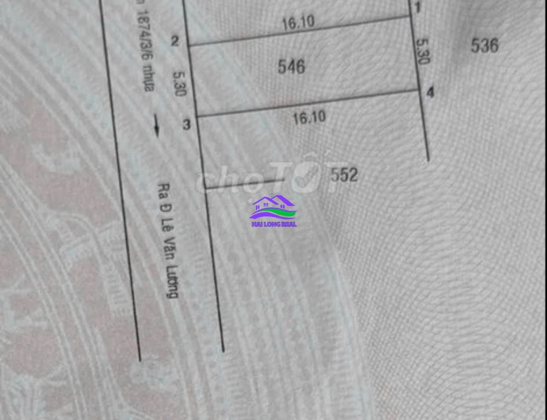 HAILONGREAL: ĐẤT 3.4TY, DT: 5.3X16M, 85M2, KHU 1874 LÊ VĂN LƯƠNG, GẦN 3 TRƯỜNG ĐẠI HỌC