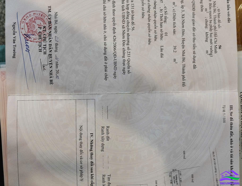 HAILONGREAL: NHÀ 2.3TY, DT: 4X11M, 1 LỮNG, LÊ VĂN LƯƠNG, NHƠN ĐỨC, NHÀ BÈ