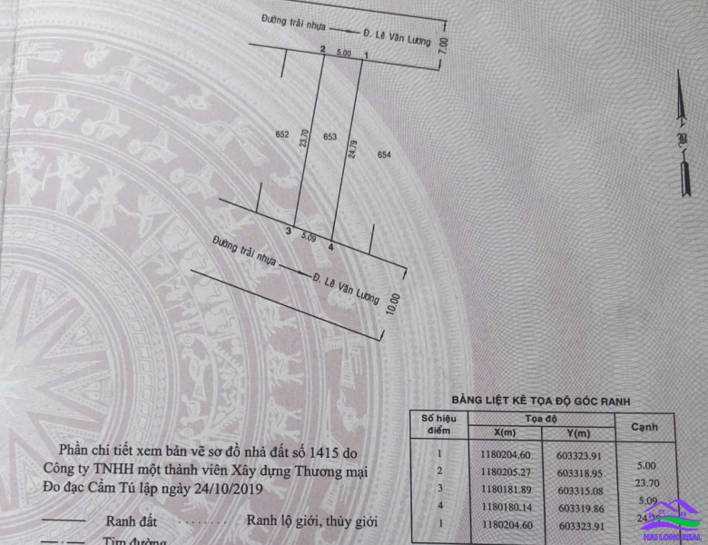 HAILONGREAL: ĐẤT 2 MẶT TIỀN TRƯỚC SAU, 4.6TY, DT: 5X24M, KHU 1764/ LÊ VĂN LƯƠNG, NHÀ BÈ